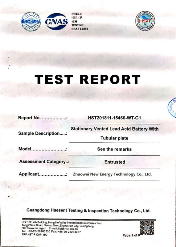 Lead acid test report